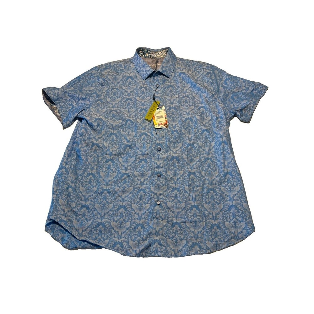 Robert Graham Paisley Floral Button-Up Shirt Mens XL Vibrant Cotton Blue SS